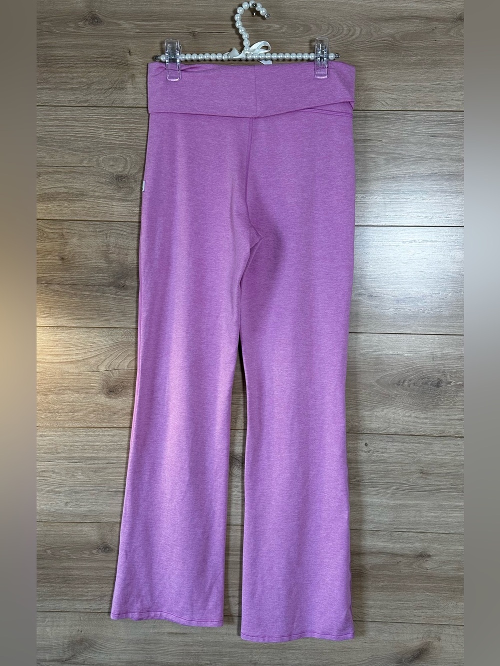 Vuori Pink Halo Foldover Pants Flare High-Rise Yoga Pants - Picture 4 of 9